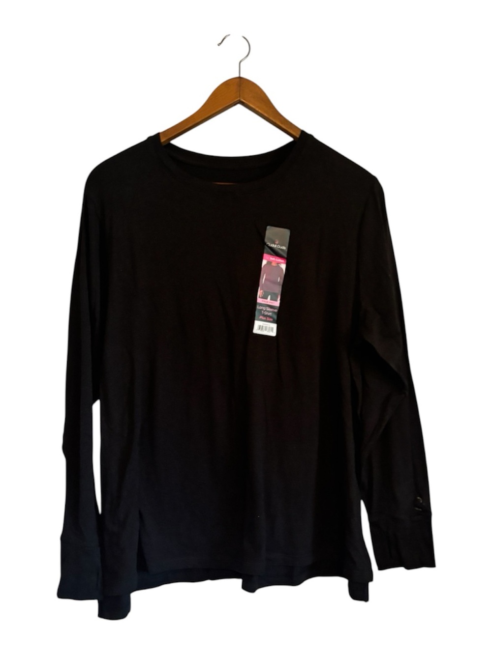Cuddl Duds NWT Women's Black Basic Closet Staple Solid Knit Long Sleeve T-Shirt - Picture 2 of 8
